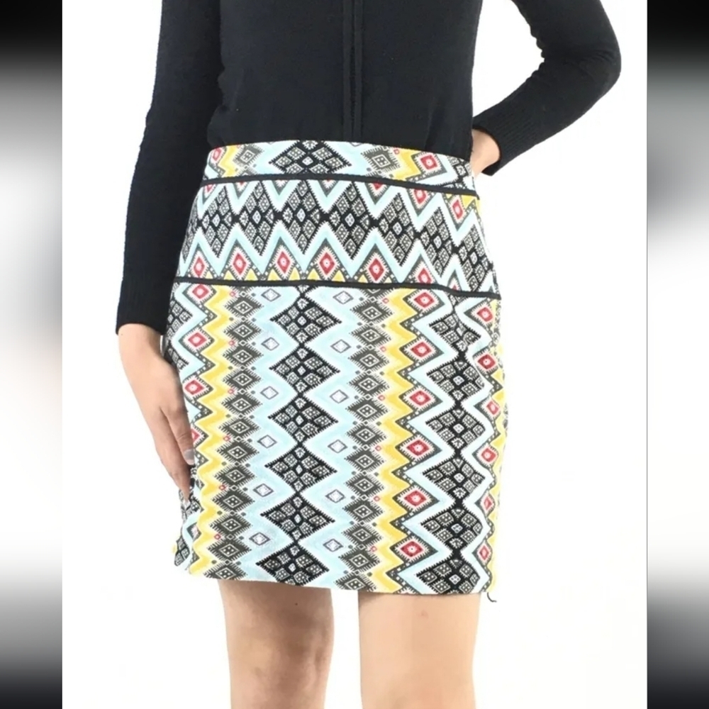 LOFT Multicolor Azteca Print mini 100% cotton Skirt size 6